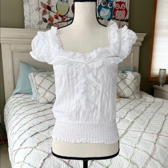 American Rag Tops - American Rag White Ruffled Top XS